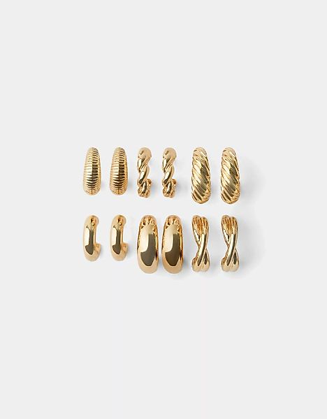 Bershka 9er-Pack Ohrringe In Ring-Form Damen Gold günstig online kaufen