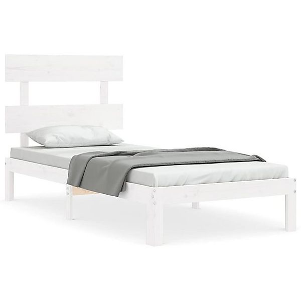 vidaXL Bett Massivholzbett ohne Matratze Weiß 90x200 cm Kiefernholz günstig online kaufen