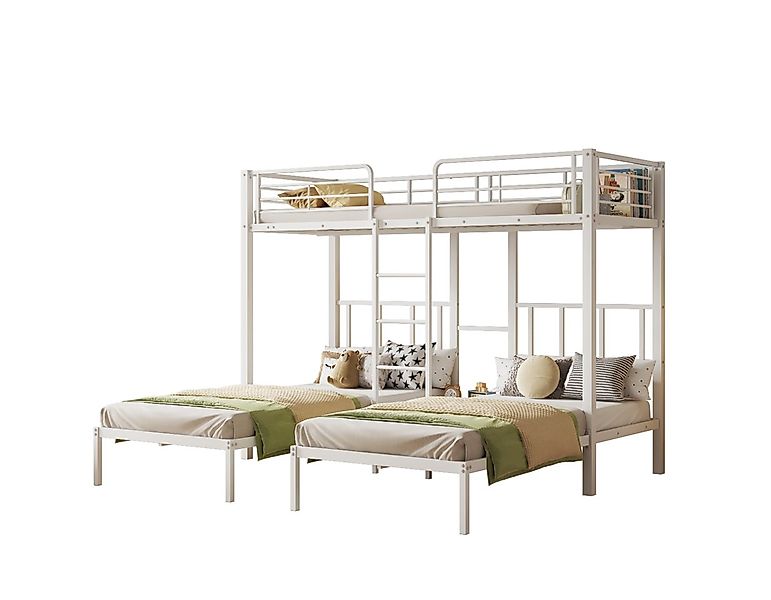 Merax Etagenbett, 90x200cm Kinderbett Dreierbett Metallbett mit Leiter günstig online kaufen