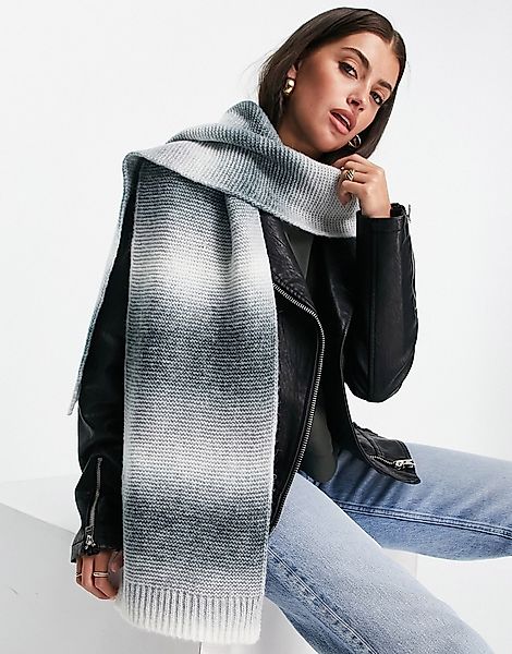 ASOS DESIGN – Schal aus Wollmischung in Schwarz-Weiß mit farblich abgestimm günstig online kaufen