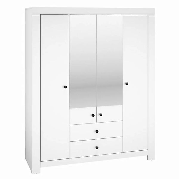 Lomadox Drehtürenschrank LANA-131 Schlafzimmer Schrank mit Spiegel in weiß, günstig online kaufen