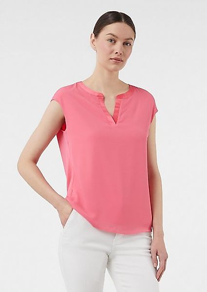 Comma Kurzarmshirt Blusenshirt im Fabricmix mit Tunikaausschnitt günstig online kaufen