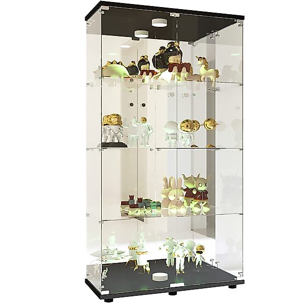 FUROKOY Glasvitrine Glasvitrine Glas Standvitrinen, Vierfach-Vitrine günstig online kaufen