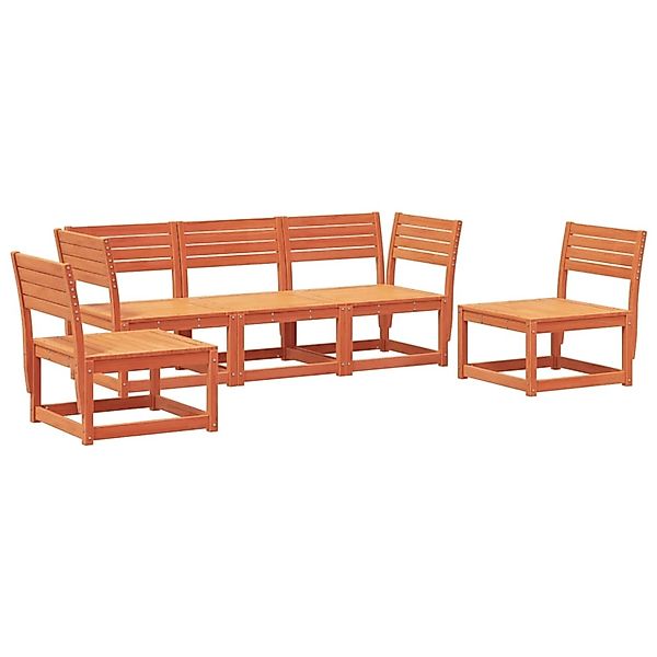 vidaXL 5-tlg Garten-Sofagarnitur Wachsbraun Massivholz Kiefer Modell 1 günstig online kaufen