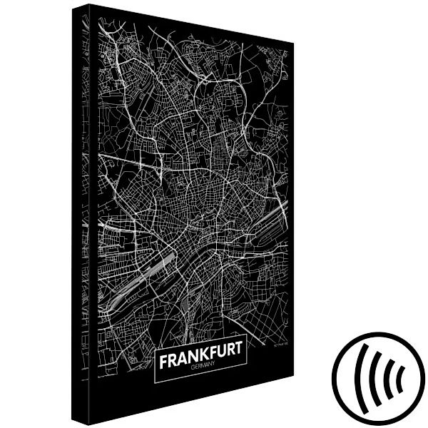 Leinwandbild Schwarzer Stadtplan von Frankfurt – schwarz-weißer Stadtplan m günstig online kaufen