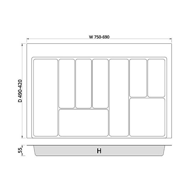 Prima-Online Besteckkasten Besteckkasten 80 cm Weiß Graphit Schubladeneinsa günstig online kaufen