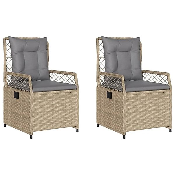 vidaXL Gartensessel 2 Stk Verstellbar Beige Poly Rattan 368664 günstig online kaufen
