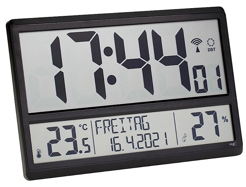 TFA Dostmann Funkwanduhr Digital XL-Wanduhr TFA 60.4520.01 mit Innentempera günstig online kaufen
