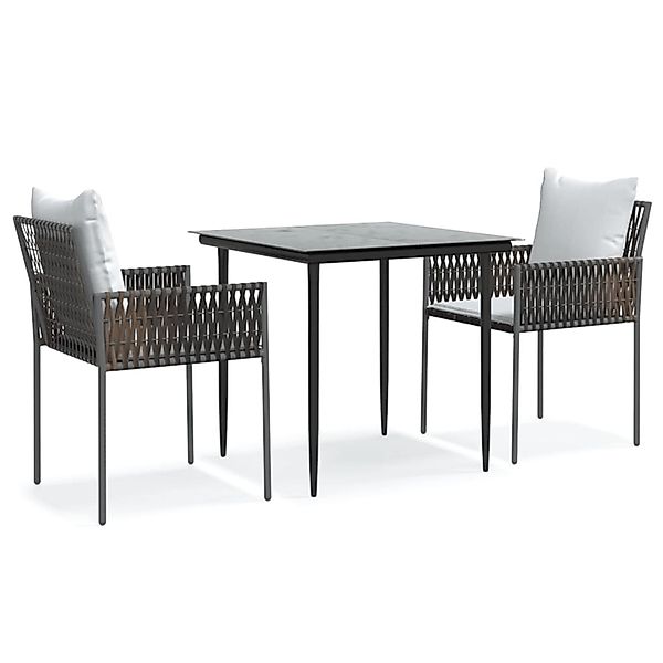 vidaXL 3-Tlg Garten-Essgruppe mit Kissen Poly Rattan und Stahl 3187049 günstig online kaufen