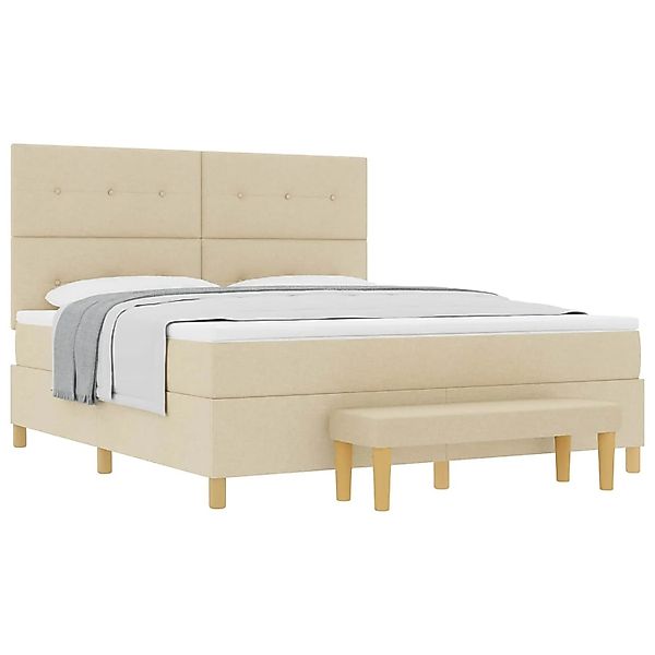 vidaXL Boxspringbett mit Matratze Creme 180 x 200 cm Stoff 3344322 günstig online kaufen