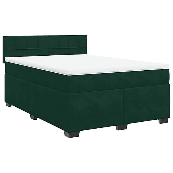 vidaXL Boxspringbett mit Matratze Dunkelgrün 140x190 cm Samt 3286309 günstig online kaufen
