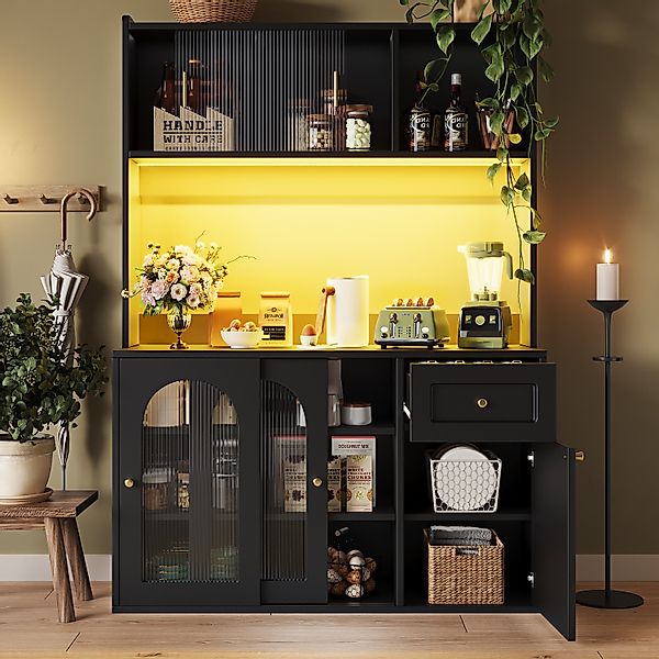 MODFU Hochschrank Küchenschrank,Vitrinenschrank,Buffetschrank (Moderne Küch günstig online kaufen