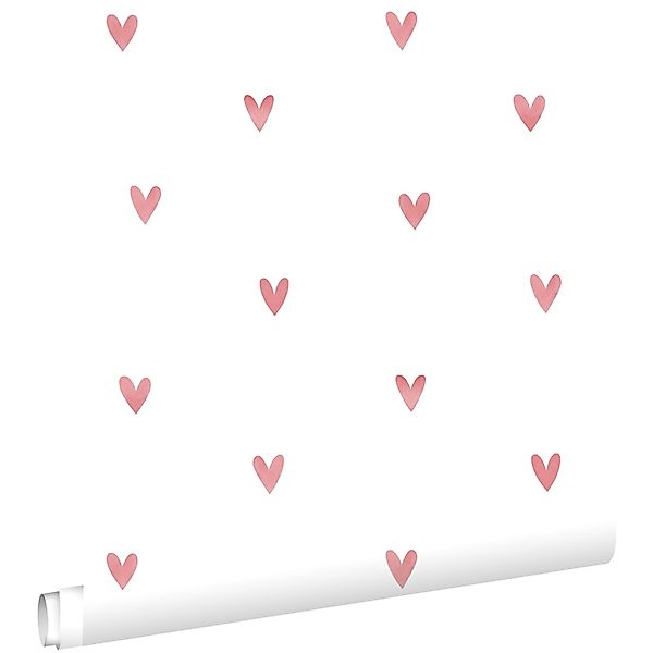 ESTAhome Tapete Herzchen Weiß und Rosa 50 x 900 cm günstig online kaufen