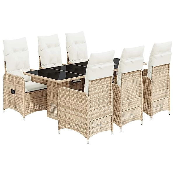 vidaXL 7-Tlg Garten-Bistro-Set mit Kissen Beige Poly Rattan 3277104 günstig online kaufen