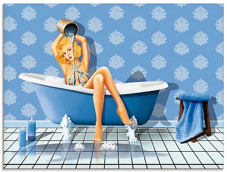 Artland Glasbild »Das sexy blaue Badezimmer« Frau 1 Stk. tlg. in verschiede günstig online kaufen