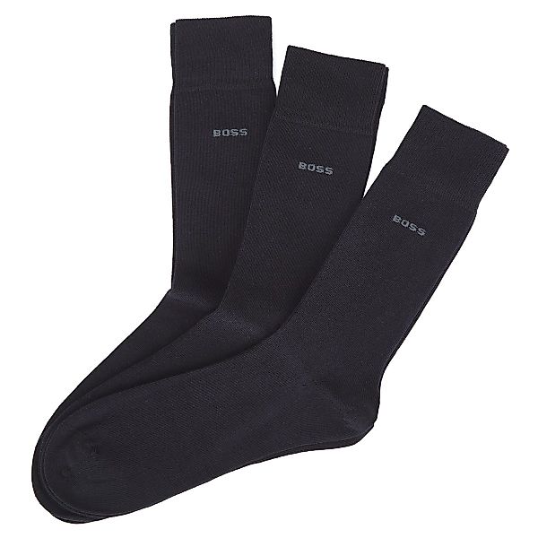 BOSS 3er-Pack Socken mit eingestricktem Logo Farbe dunkelblau Größe: 43-46 günstig online kaufen