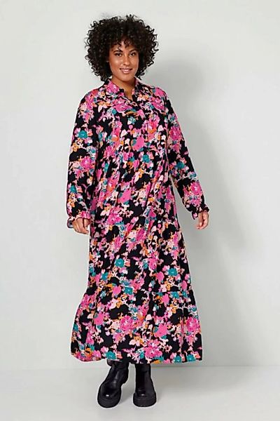 Angel of Style Sommerkleid Kleid A-Line Blumenmuster Hemdkragen Langarm günstig online kaufen
