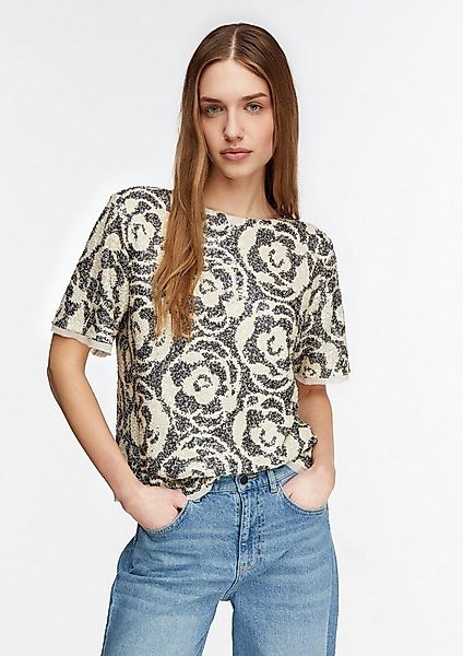 comma Kurzarmbluse Bluse Paillettenshirt im Relaxed Fit günstig online kaufen