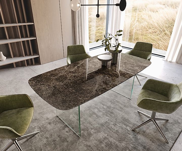 Esstisch Edge Boot 200x100 Keramik Emperador Extra Lucidato Dunkelbraun Ges günstig online kaufen