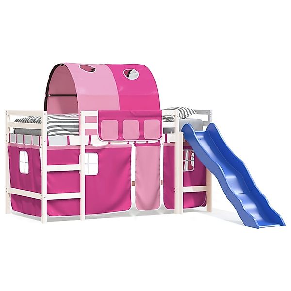 vidaXL Kinderhochbett mit Tunnel Rosa 90x200 cm Massivholz Kiefer1929941 günstig online kaufen