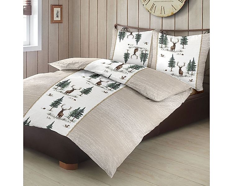 TRAUMSCHLAF Bettwäsche Hirsche, Biber, 2 teilig, Biberbettwäsche weich und günstig online kaufen