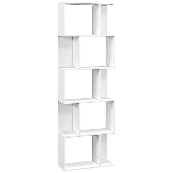 HOMCOM Regal Standregal mit 5 Unterteilten Regalen, Platzsparendes S-förmig günstig online kaufen