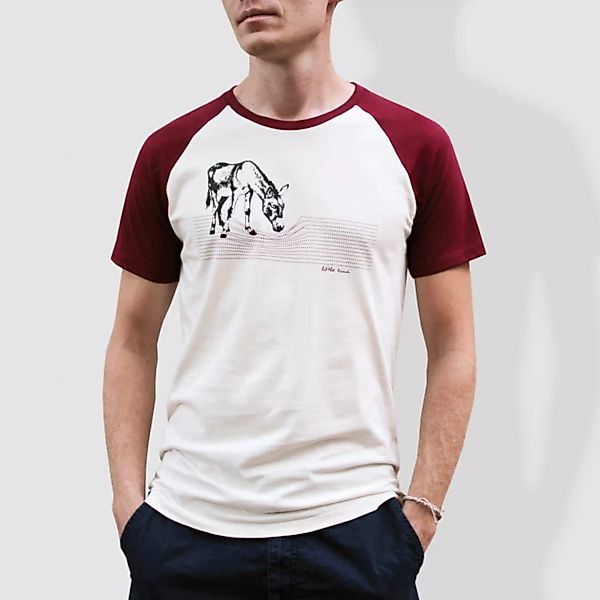 Herren T-shirt, "Eselchen", Burgundy/white günstig online kaufen