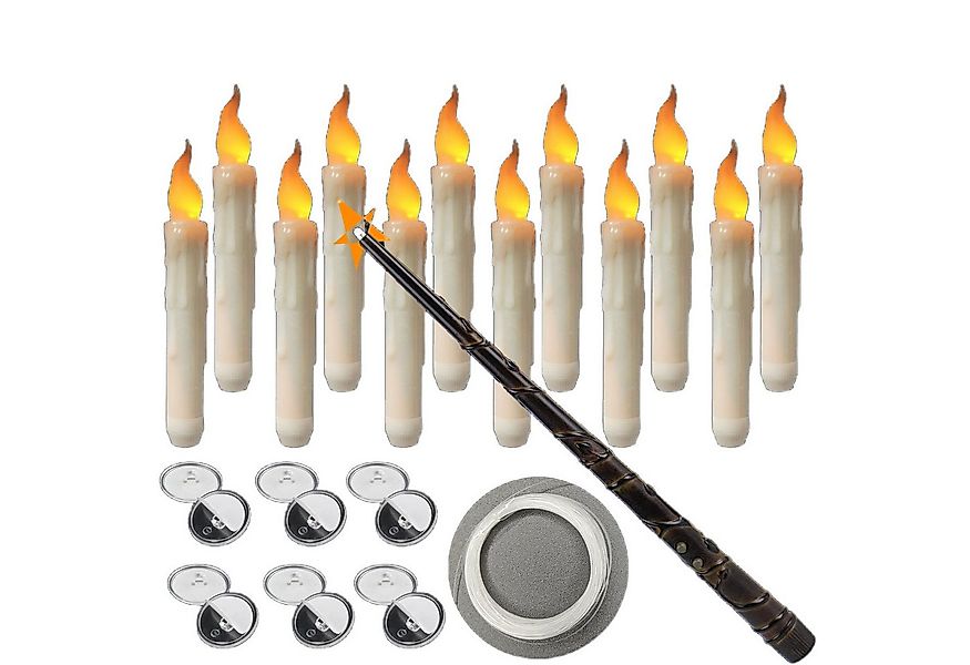 Coonoor LED-Kerze Flackernde Schwebende Kerzen mit Zauberstab,Hängende Flie günstig online kaufen