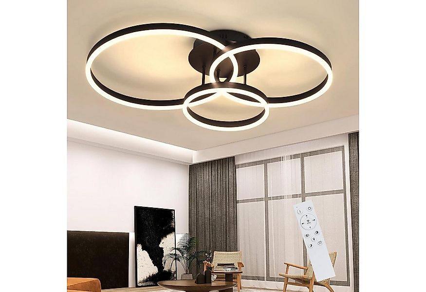 Nettlife LED Deckenleuchte Dimmbar Wohnzimmer Gold 2 Ring Acryl 46W 59CM Mo günstig online kaufen