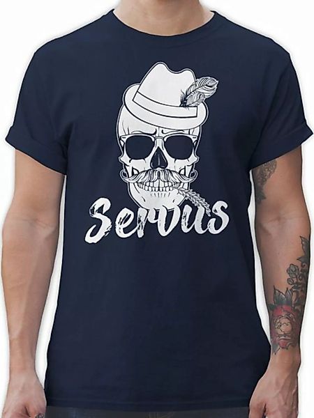 Shirtracer T-Shirt Bayern Totenkopf Servus Weiss Mode für Oktoberfest Herre günstig online kaufen