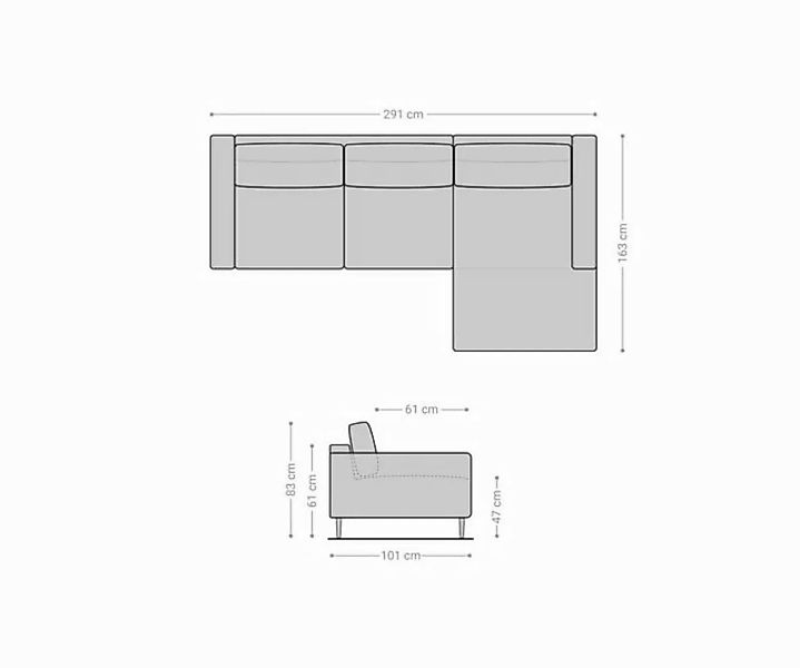 DELIFE Ecksofa Sottil, Chenille Anthrazit 290 x 165 cm Recamiere rechts günstig online kaufen