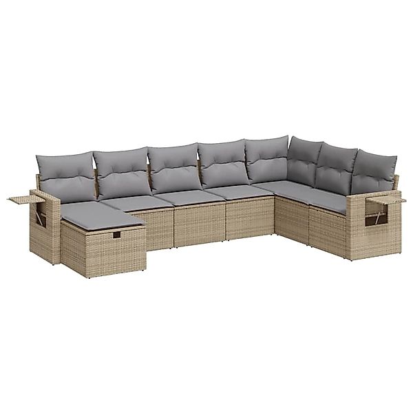 vidaXL 8-Tlg Garten-Sofagarnitur mit Kissen Beige Poly Rattan 3325535 günstig online kaufen