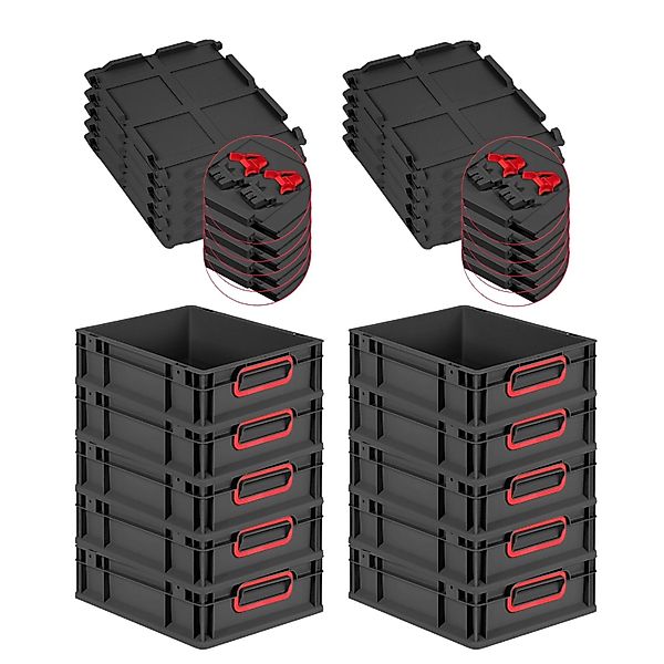 PROREGAL SuperSparSet 10x Eurobox Nextgen Color Mit Scharnierdeckel HxBxT 1 günstig online kaufen