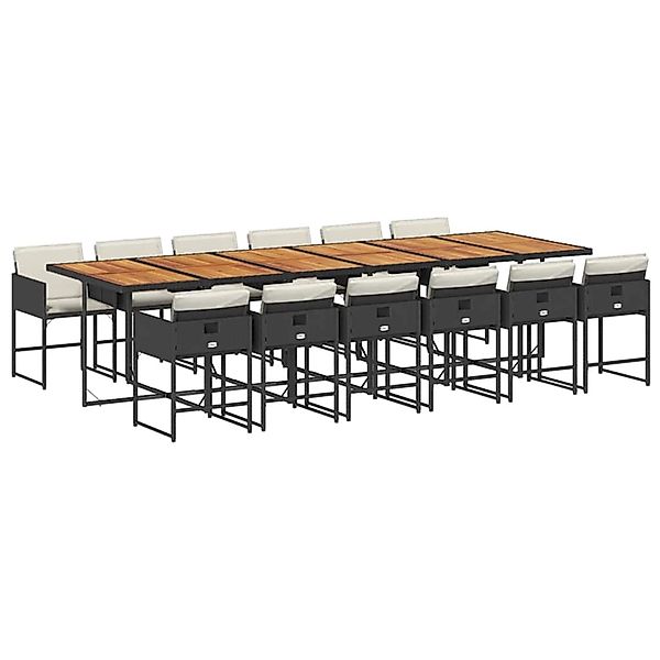 vidaXL 13-Tlg Garten-Essgruppe mit Kissen Schwarz Poly Rattan 3211311 günstig online kaufen