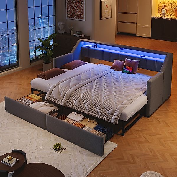 Flieks Daybett, Polsterbett 90/180x200cm mit USB-Aufladen, günstig online kaufen