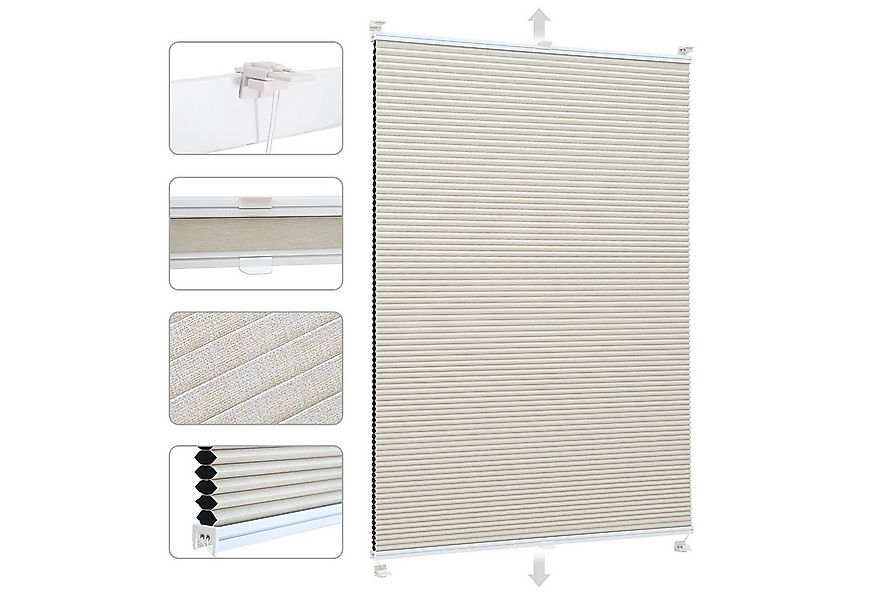 Sekey Wabenplissee Plissee ohne Bohren Verdunkelung Rollo 100% verdunkelnd günstig online kaufen