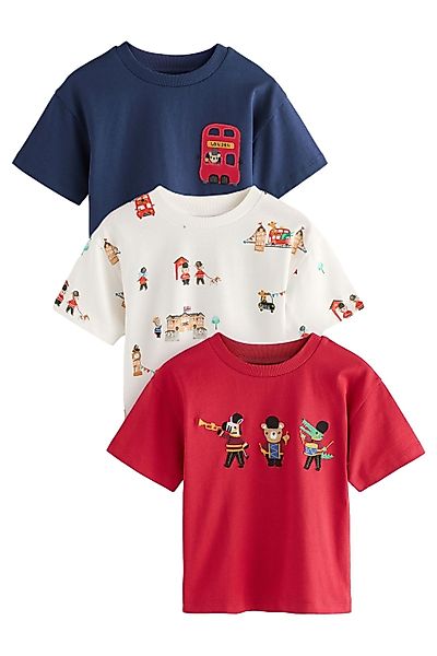 Next T-Shirt 3er-Pack Kurzarm-T-Shirts mit Applikation günstig online kaufen