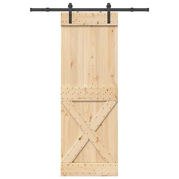 vidaXL Schiebetür mit Beschlag 80x210 cm Massivholz Kiefer 3332749 günstig online kaufen