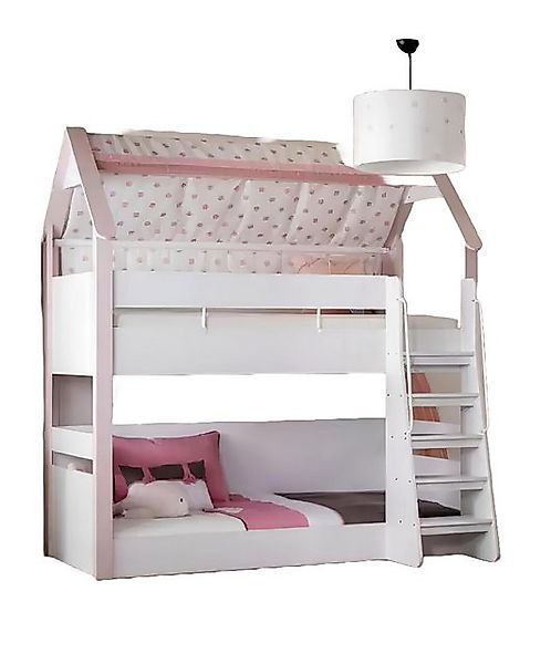 Xlmoebel Bett Hochbett für Kinderzimmer aus Holz in Rosa mit Etagenbett (1- günstig online kaufen