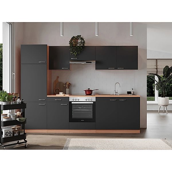 Respekta Küchenzeile KB270BGEC 270 cm Grau-Buche Nachbildung günstig online kaufen