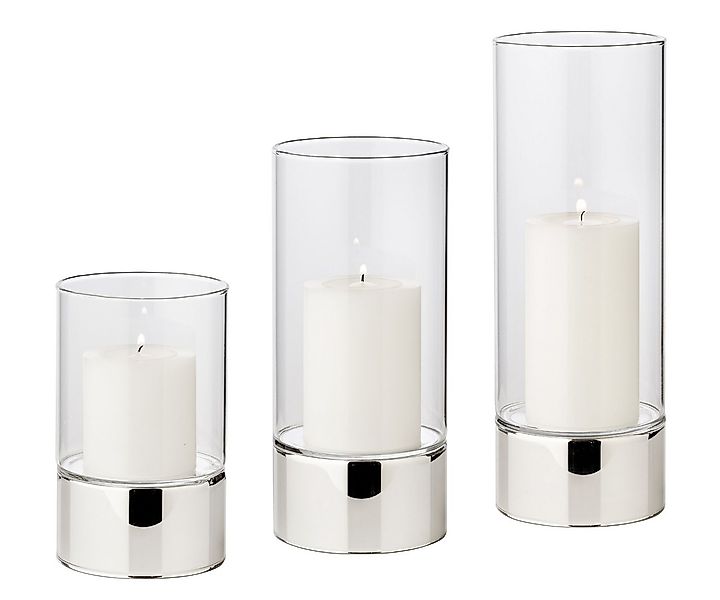 EDZARD Windlicht Granada, 2er-Set, Silber-Optik, H 15/20/25 cm günstig online kaufen