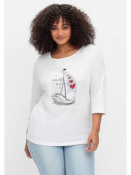 Sheego 3/4-Arm-Shirt Große Größen mit maritimen Frontdruck günstig online kaufen