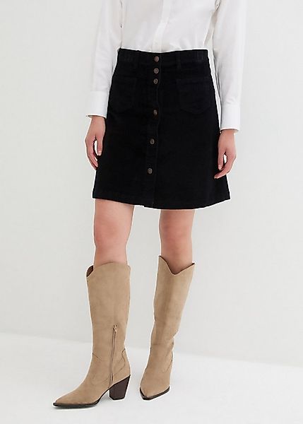 bonprix Cordrock aus Baumwolle und Elasthan, A-Linie, mit Knopfleiste günstig online kaufen