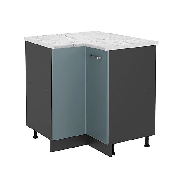 Vicco Eckunterschrank R-Line Küchen Eckschrank Blau-Grau 76 cm AP Marmor günstig online kaufen