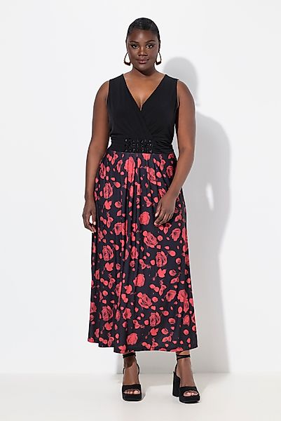 Ulla Popken Cocktailkleid Maxikleid A-Linie V-Ausschnitt günstig online kaufen