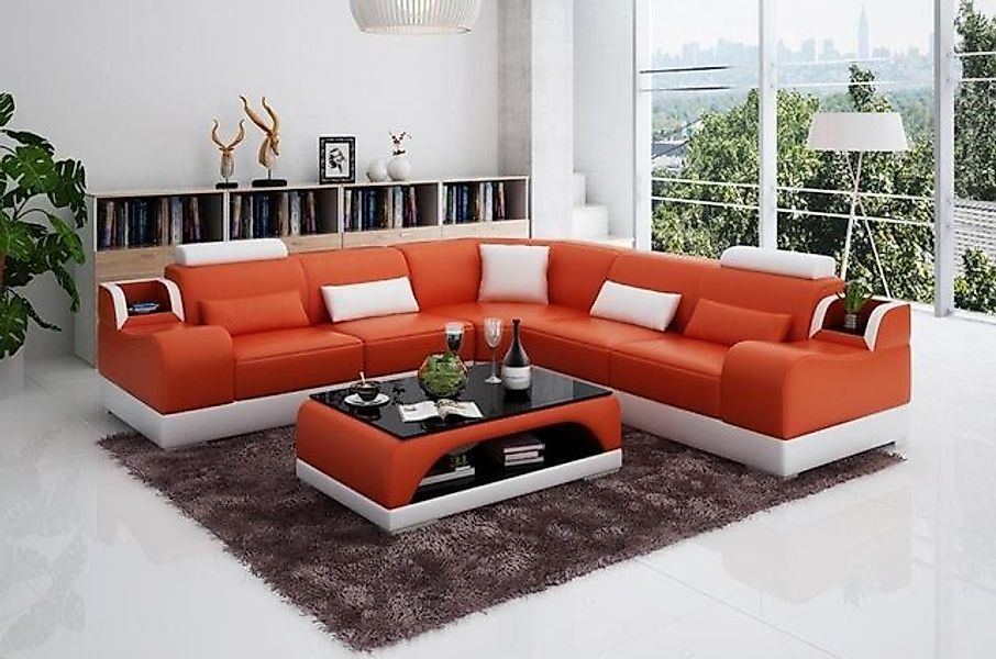 JVmoebel Ecksofa Sitzecke Ledersofa Sofa Polster Couch Wohnlandschaft Eckga günstig online kaufen
