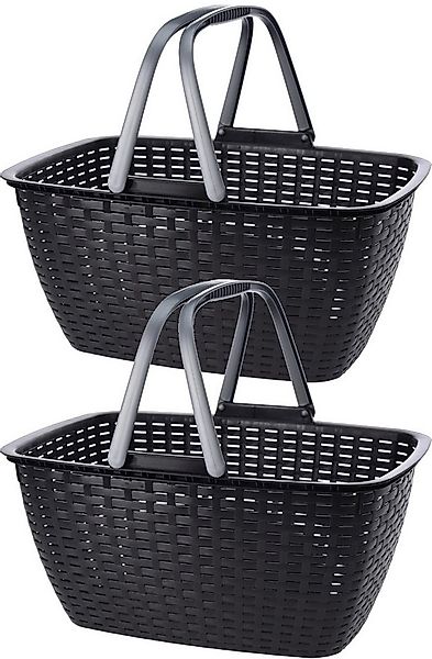 Koopman Einkaufskorb Tragekorb Kunststoff 23 L Rattan Optik 1/2/4/8 er Set, günstig online kaufen