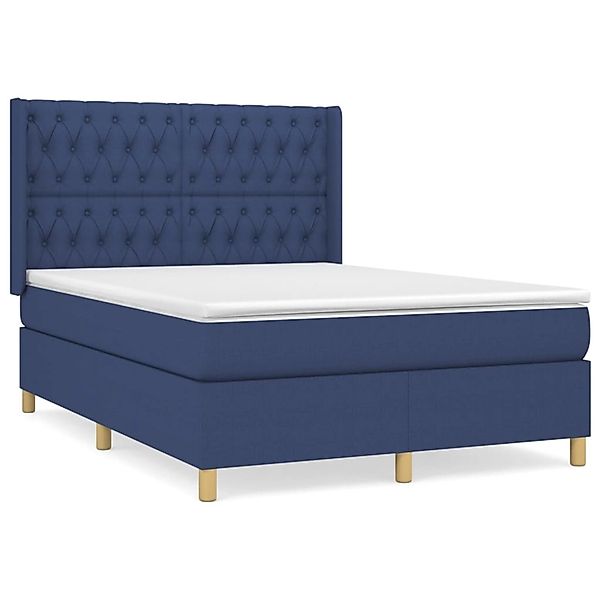 vidaXL Boxspringbett mit Matratze Blau 140x200 cm Stoff1378303 günstig online kaufen