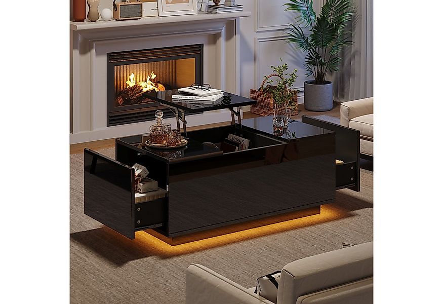 STILVORA Couchtisch mit Schubladen Wohnzimmertisch Sofatisch mit LED,Kaffee günstig online kaufen