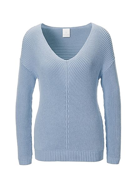 MADELEINE Strickpullover Lässiger Baumwollpullover mit V-Ausschnitt günstig online kaufen